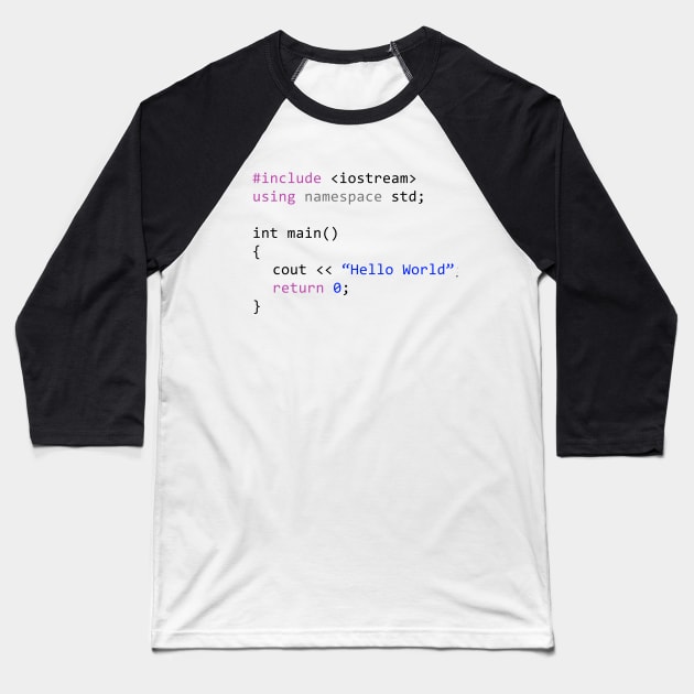 Hello world - First program in Computer science Baseball T-Shirt by mangobanana